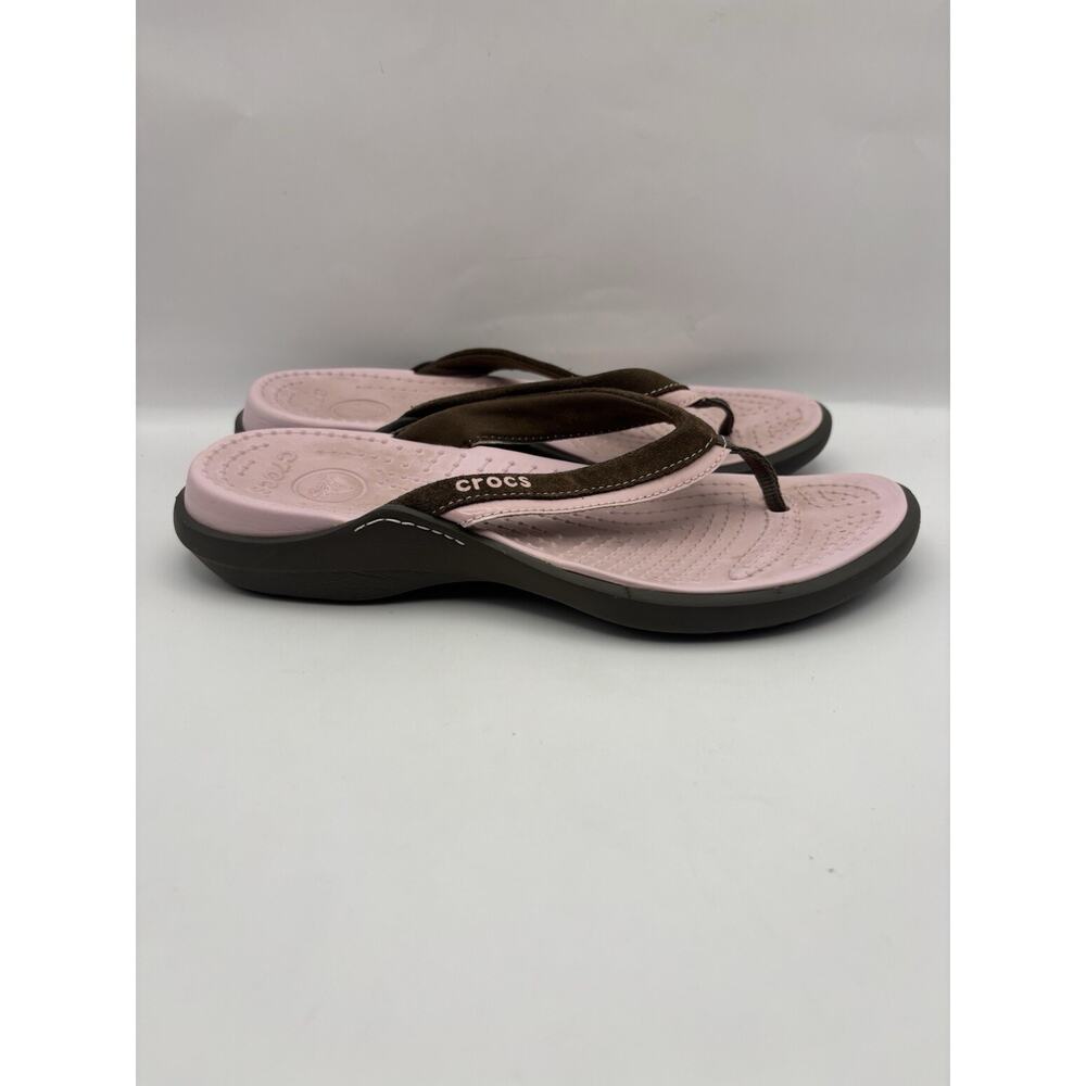 Crocs Capri IV Pink And Brown Flip Flops Women Size 8